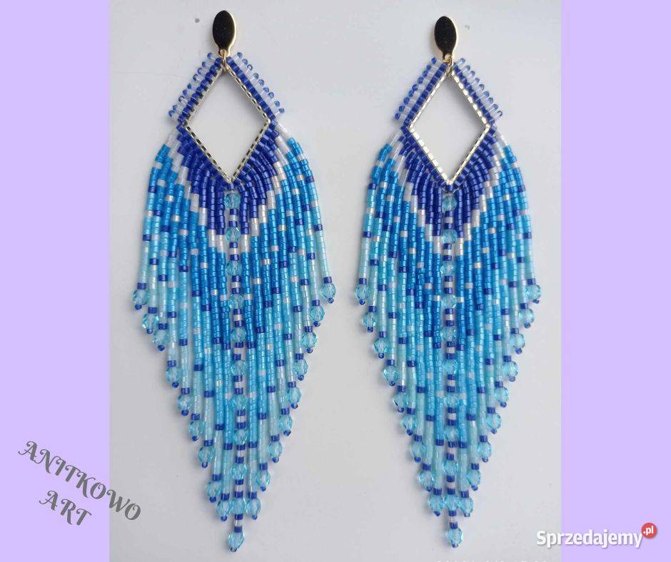 NIEBIESKIE KOLCZYKI KORALIKOWE mazowieckie Warszawa