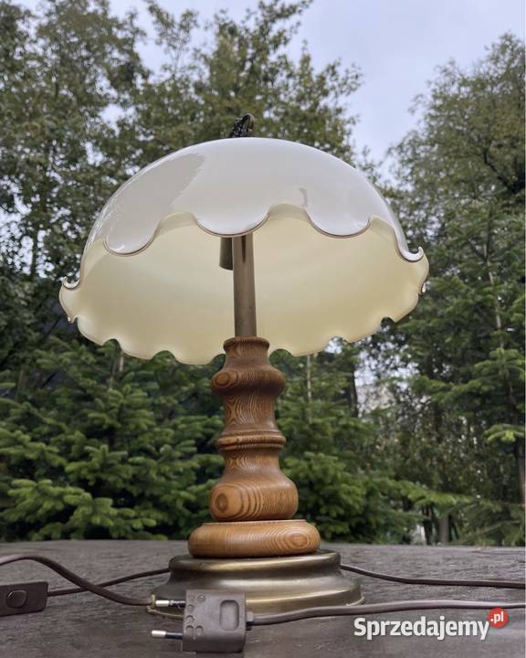 2 ekskluzywne lampy lampa drewno mosiądz Długopole-Zdrój sprzedam