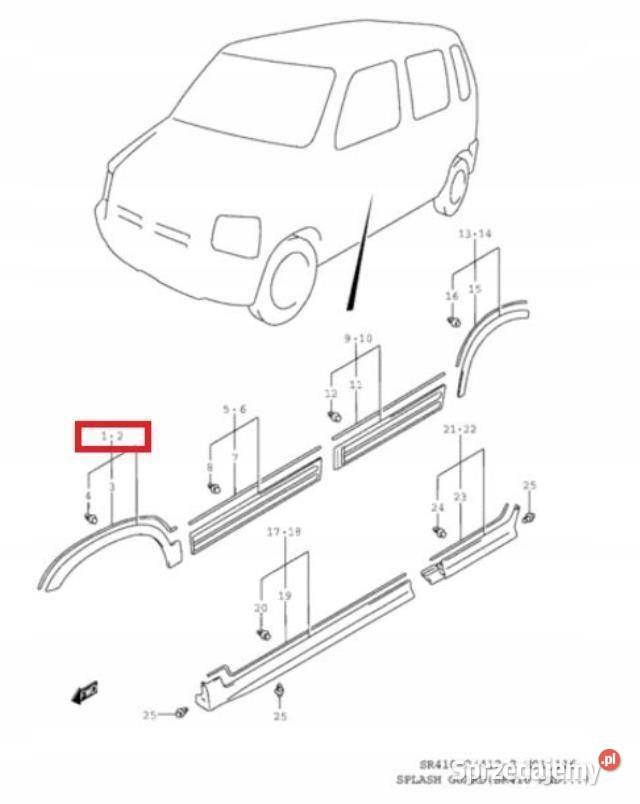 LISTWA BŁOTNIKA LEWY PRZÓD SUZUKI WAGON R ORYG