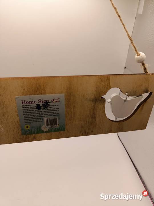 Zawieszka dekoracja HOME z ptakiem sklejka Zamość