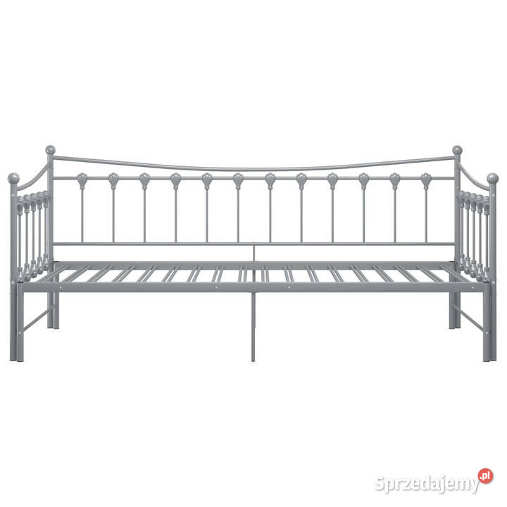 Sofa z wysuwaną ramą łóżka szara metalowa 90x200 Warszawa