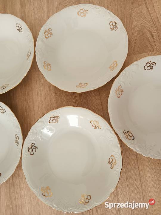Zestaw talerze Wawel Fryderyka porcelana PRL 16 biały małopolskie Kraków