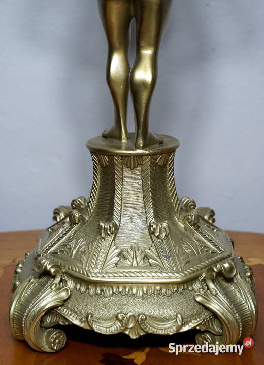 FIGURALNA PATERA KRYSZTAŁOWA Z BRĄZEM Porcelana i szkło Niemcza