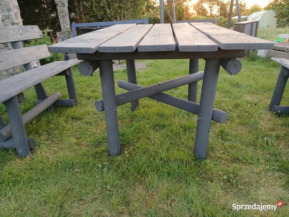 Ławki stolik ogrodowy zestaw szary wielkopolskie