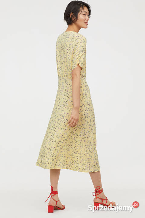 Maślana sukienka HM 50 5XL kwiaty midi tea dress Szczecin sprzedam