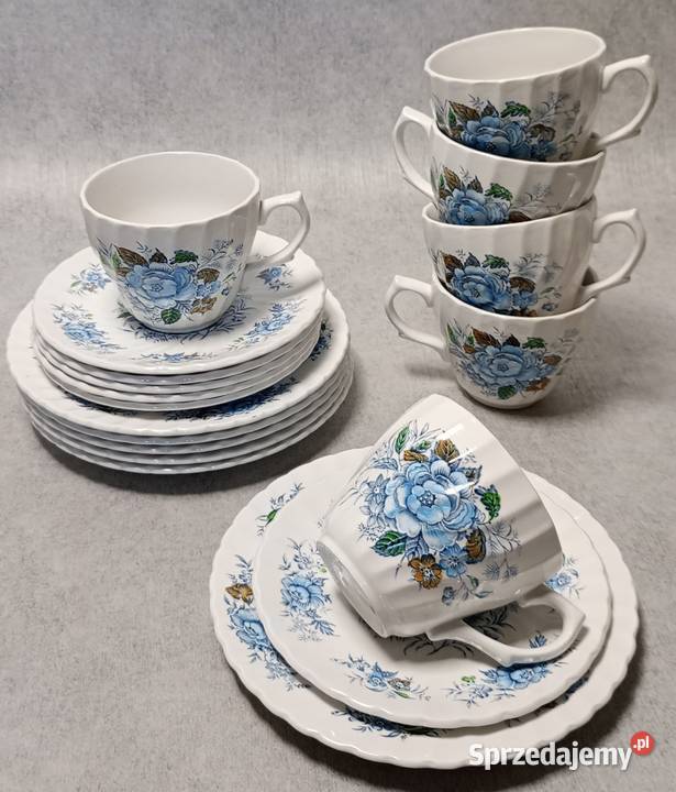 BRITISH ANCHOR Blue Cluster Serwis 6osobowy Antyki, Sztuka, Kolekcje