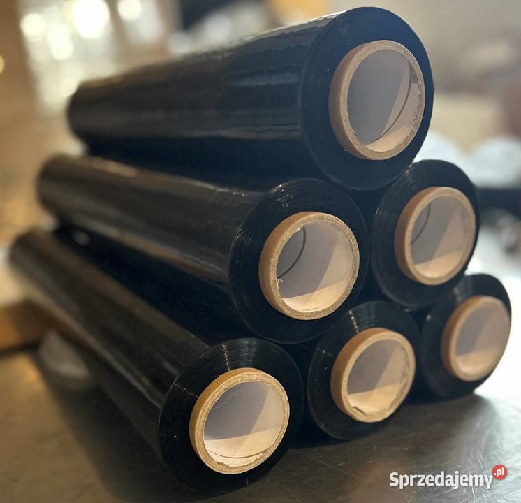 Folia stretch strecz czarna dużo folii cienka dolnośląskie Trzebnica