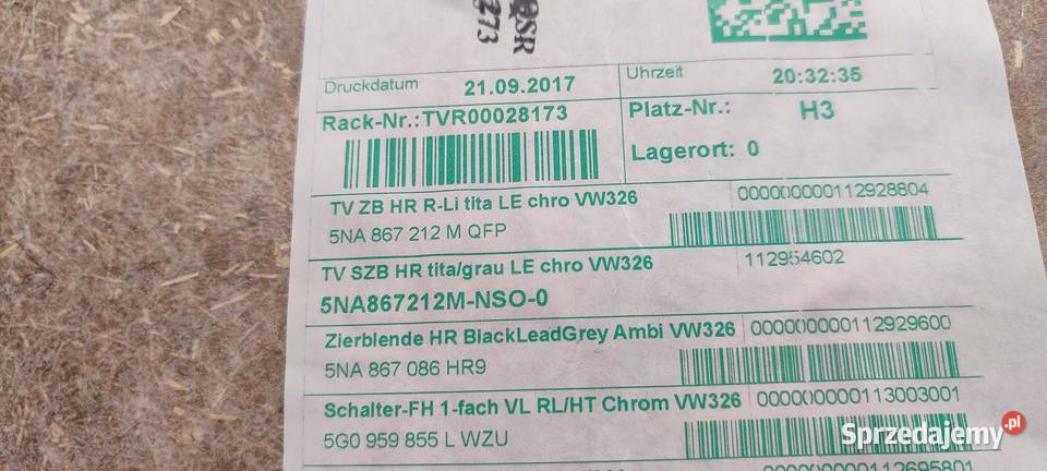 VW TIGUAN II BOCZEK DRZWI PRAWY TYŁ 5NA867212M