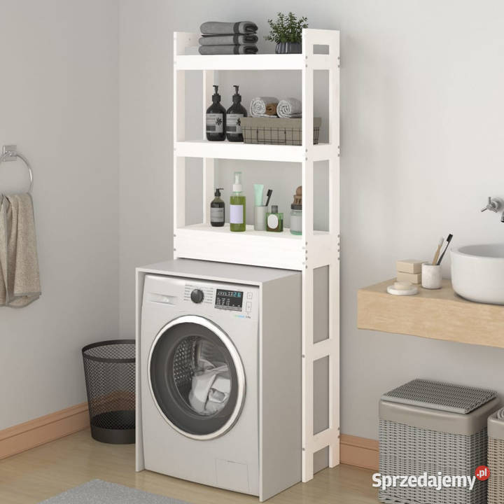 Półka łazienkowa biała 63x26x171 lite drewno Warszawa