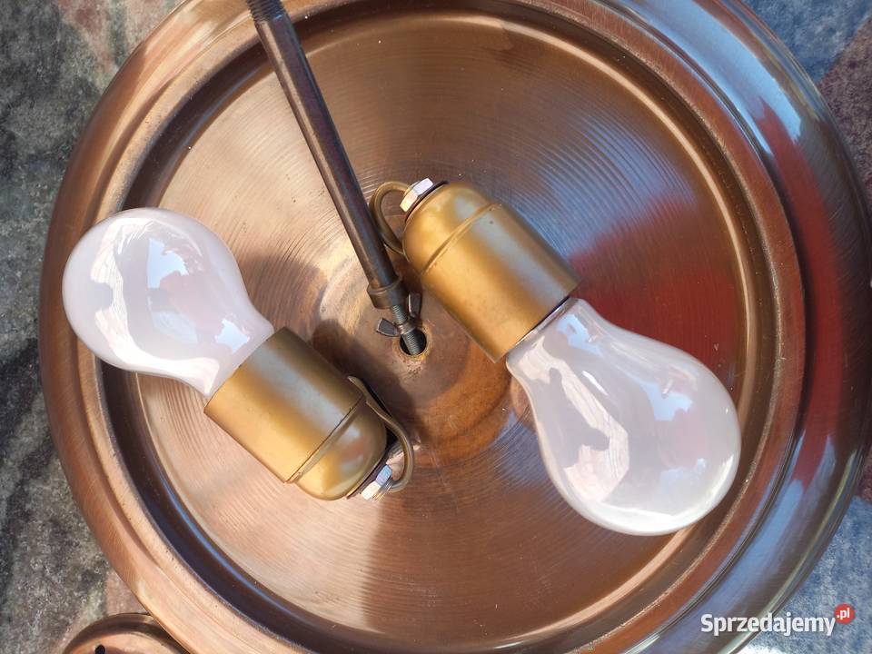 Plafon mosiężny ze szklanym kloszem Lampa Gawroniec