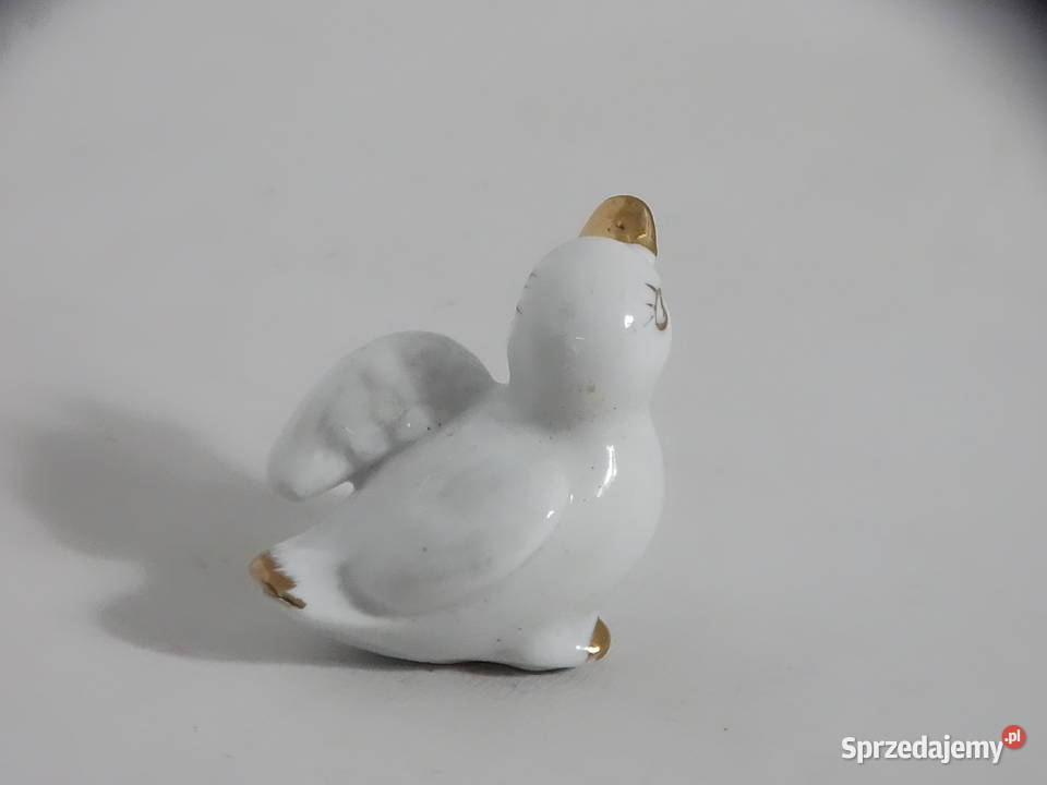 Urocza Porcelanowa Figurka Ptaszka Pisklaka Biłgoraj