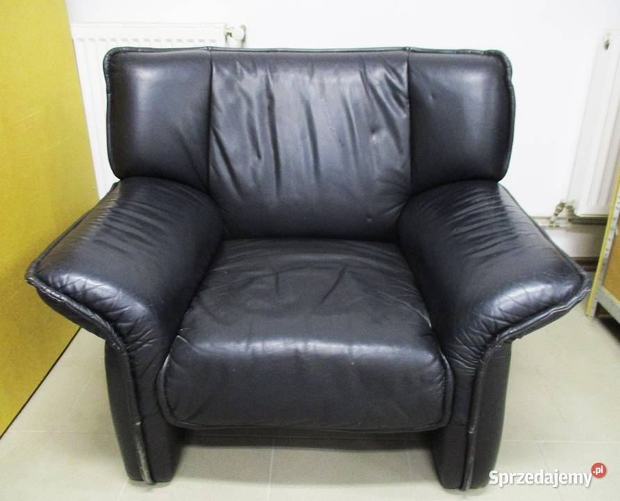 Stary Fotel Czarna Skóra Nieporęt