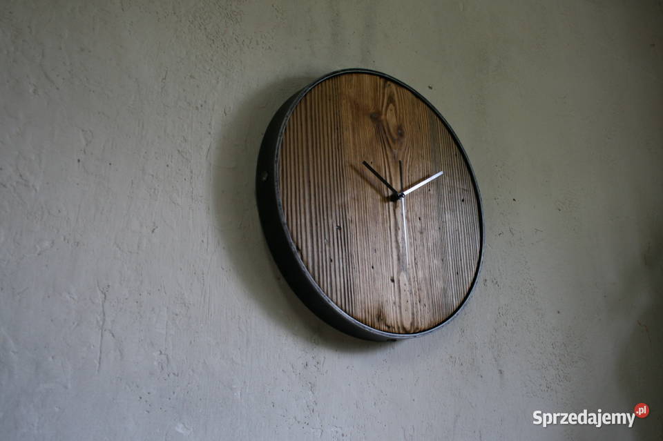 Zegar ścienny rustykalny loft drewno stal Mielec sprzedam