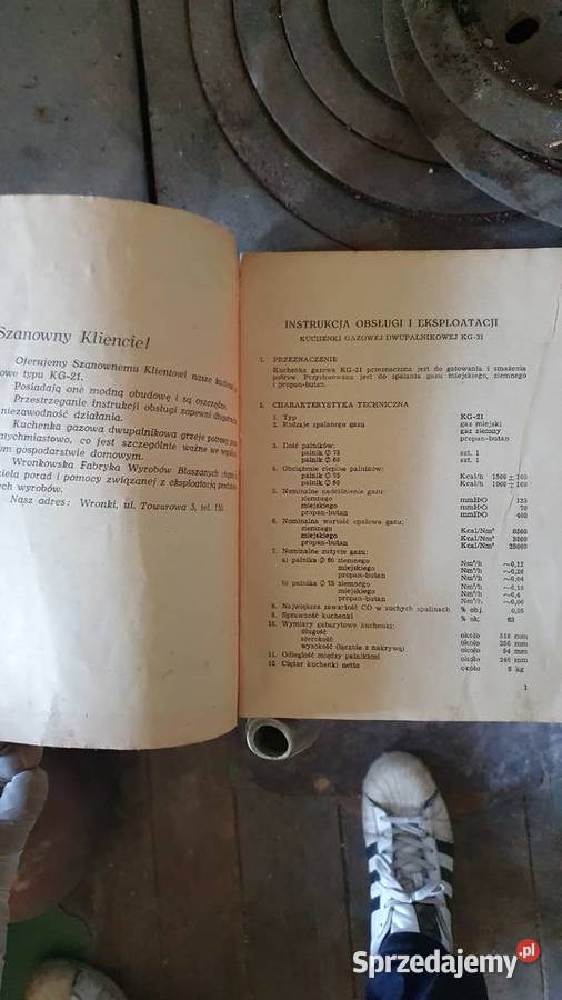 Stara kuchenka gazowa dwupalnikowa z instrukcją Warszawa sprzedam