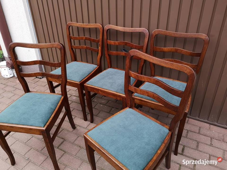 Krzesła ARTDECO Stare Antyk Komplet 5 Sztuk Swarzędz