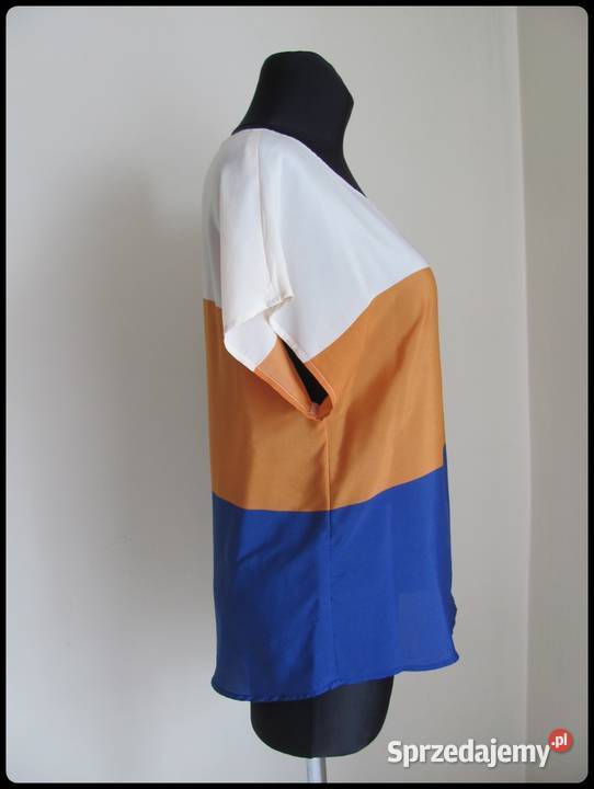 Bluzka trójkolorowa lekka 38 M zamek na karku