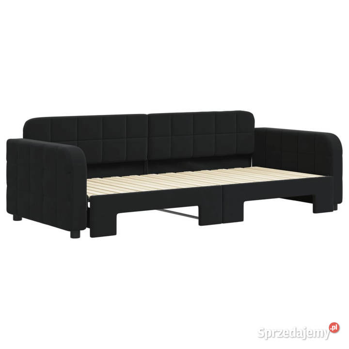 Sofa rozsuwana czarna aksamit 90x200 WM3196933 Warszawa