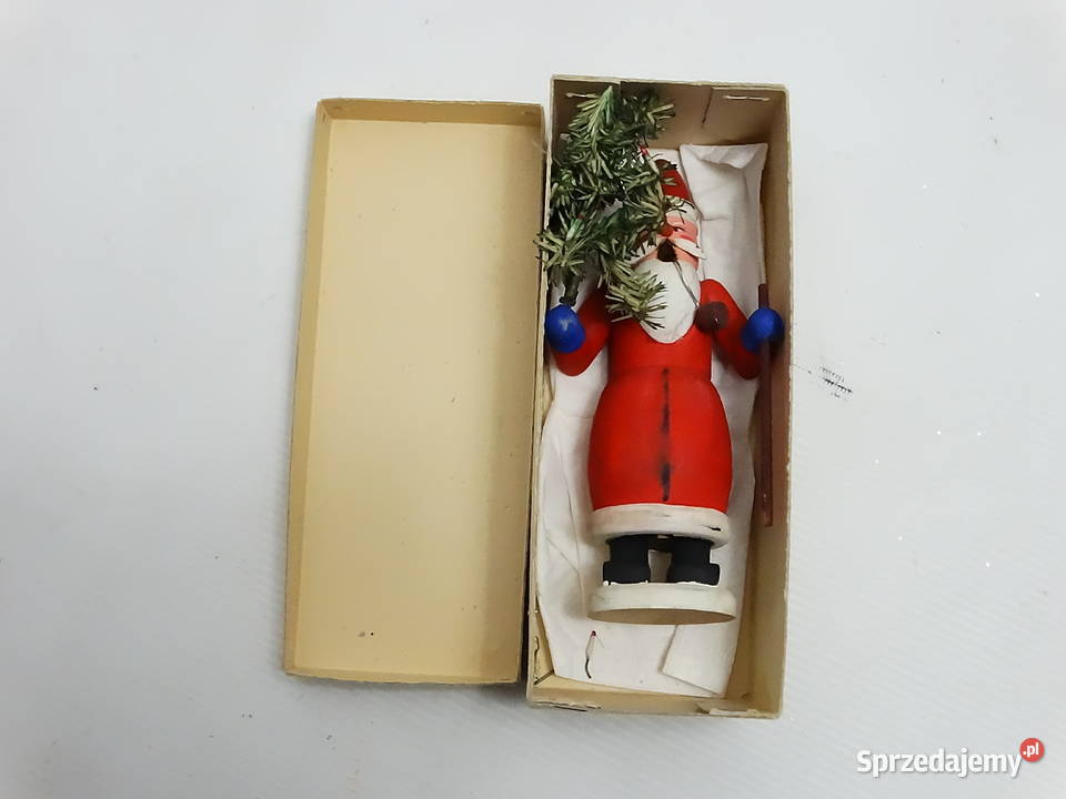Stara Drewniana Figurka Mikołaj Z Choiną Vintage Biłgoraj