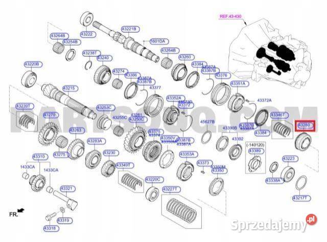 KOŁO ZĘBATE 3 BIEGU HYUNDAI i10 1016 4328002526 osobowe Skrzynie biegów manualne