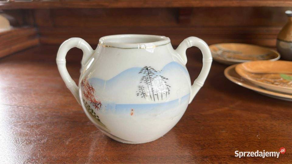 Spodek Japońska biała porcelana z gejszą i Gdańsk sprzedam