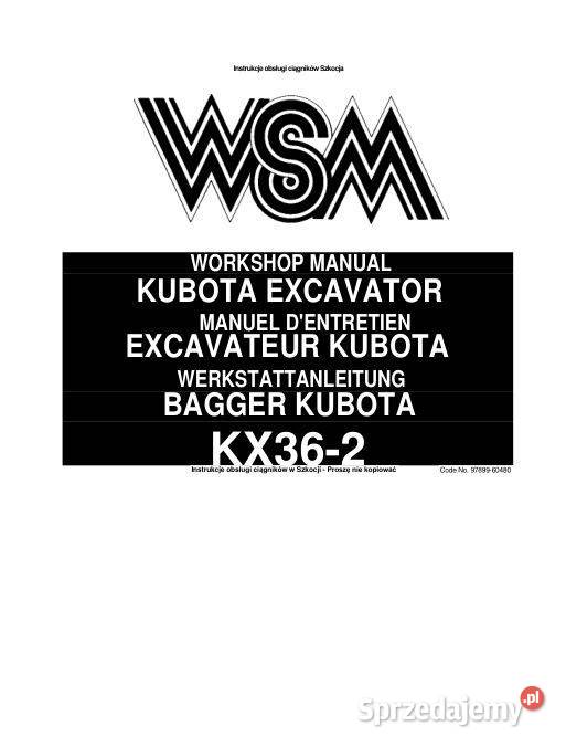 Kubota KX362 instrukcja napraw Kielce