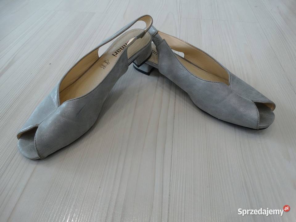 Buty Sandały Skórzane Skóra Naturalna Szare Łomża