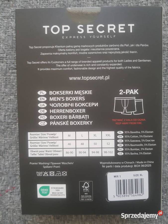 Bokserki Top Secret rozmiar XL dwupak Warszawa sprzedam