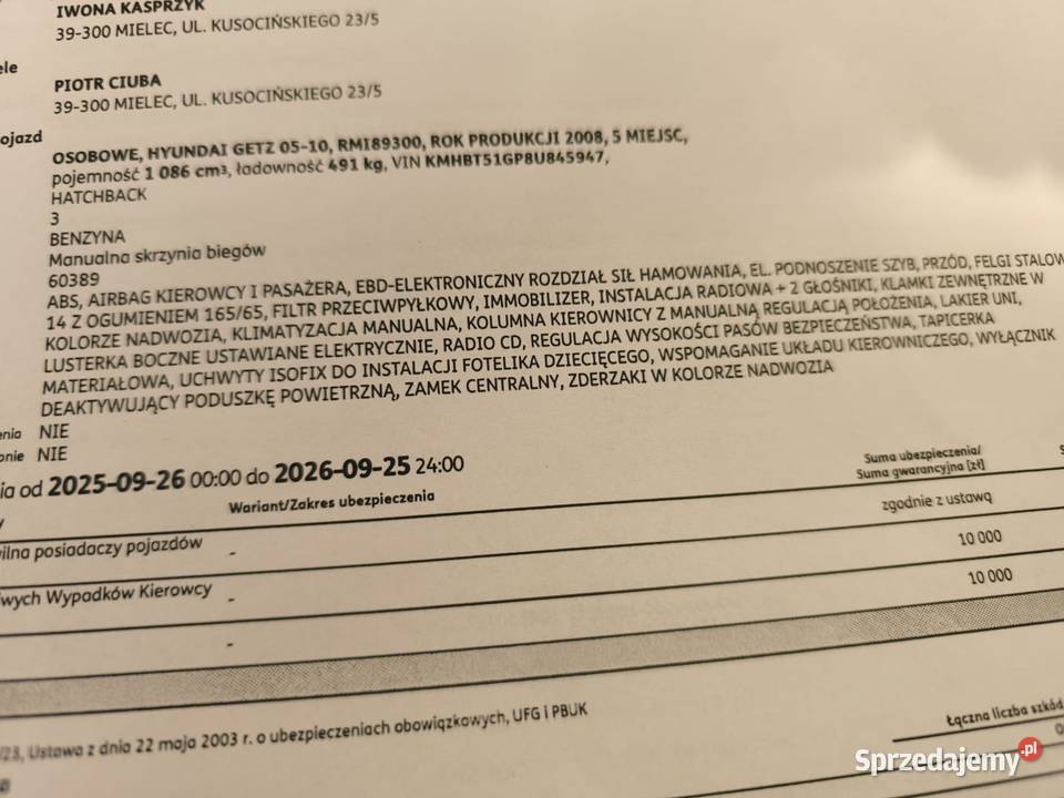 Sprzedam Hyundai Getz 11 2008r Mielec