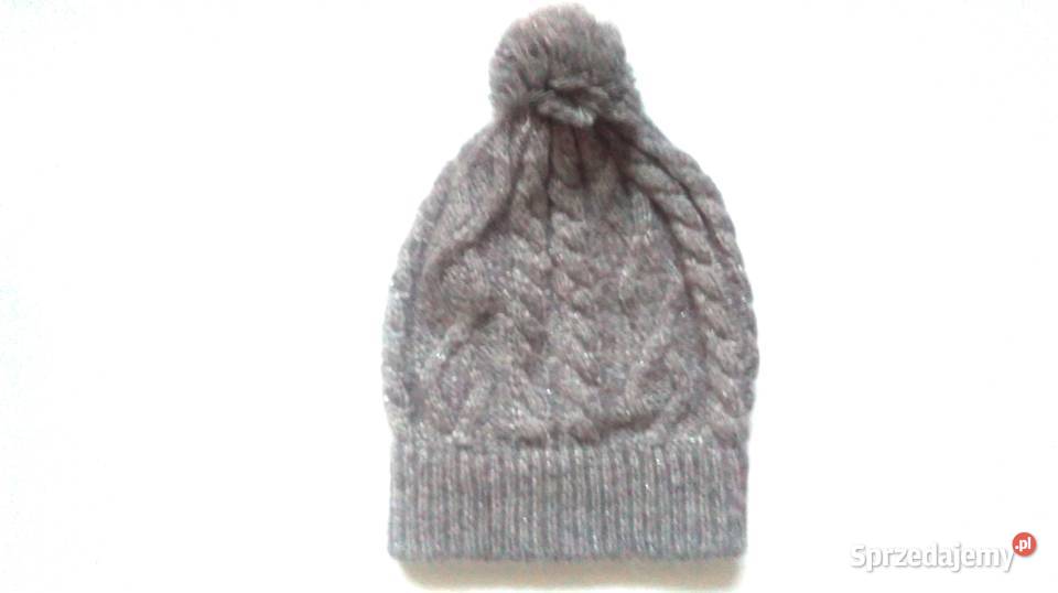 CZAPKA szara Damska srebrna r ML Pompon NOWA Białystok