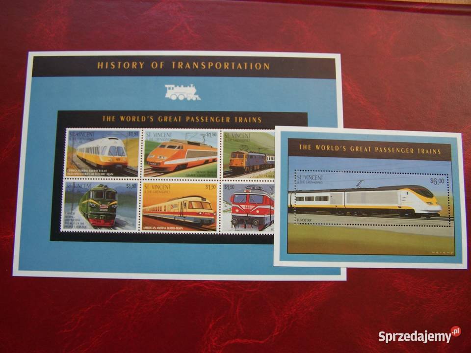 St Vincent 1995 MNH Transport Pociągi Kolej śląskie Tychy sprzedam