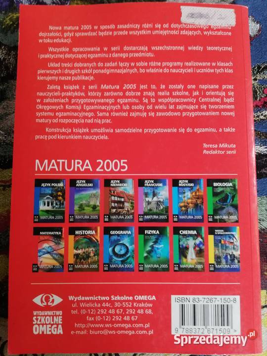 Matura matematyka JUss JCzłapiński 2 ISBN 9788372672780 małopolskie Kraków sprzedam