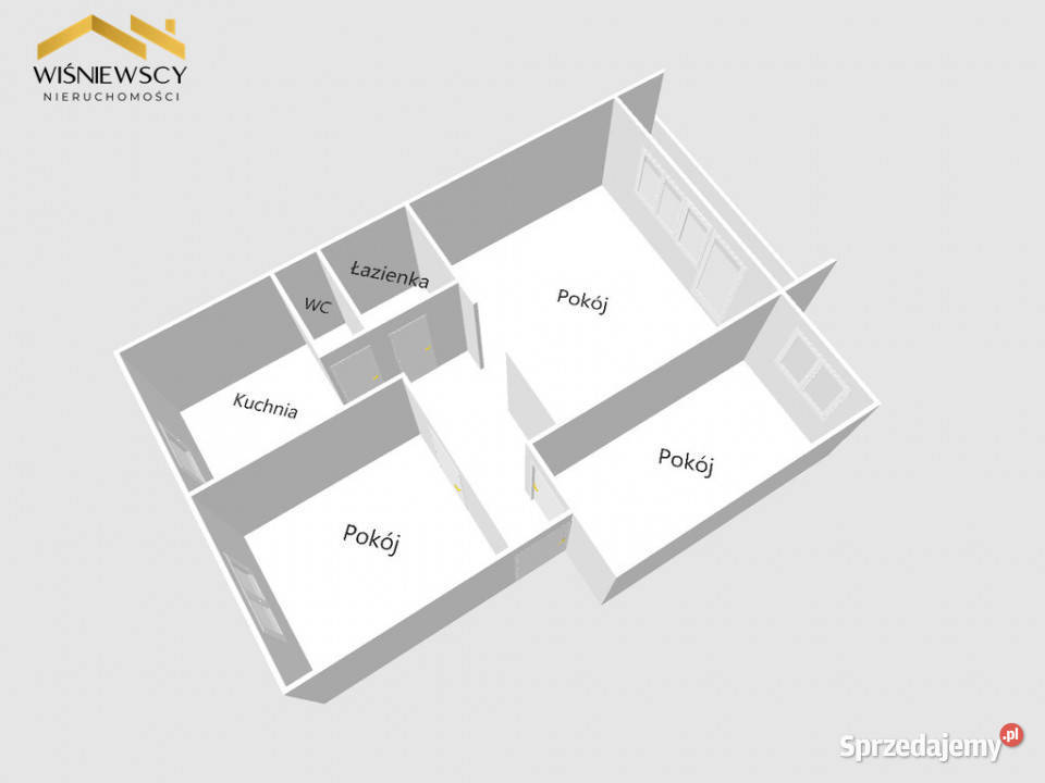 Mieszkanie 3pokojowe z balkonem 62 m2 II piętro 62.2m2 Lidzbark Warmiński