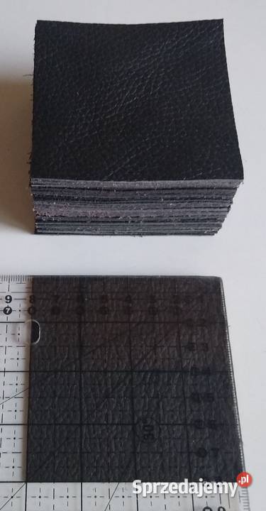 Skóra Kwadrat 8 x 8 30 sztuk Licowa Włoska Czerń Gdańsk