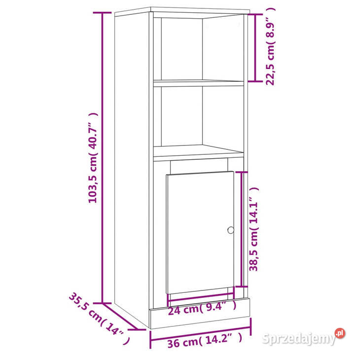 Szafka dąb sonoma 36x355x1035 materiał Warszawa sprzedam