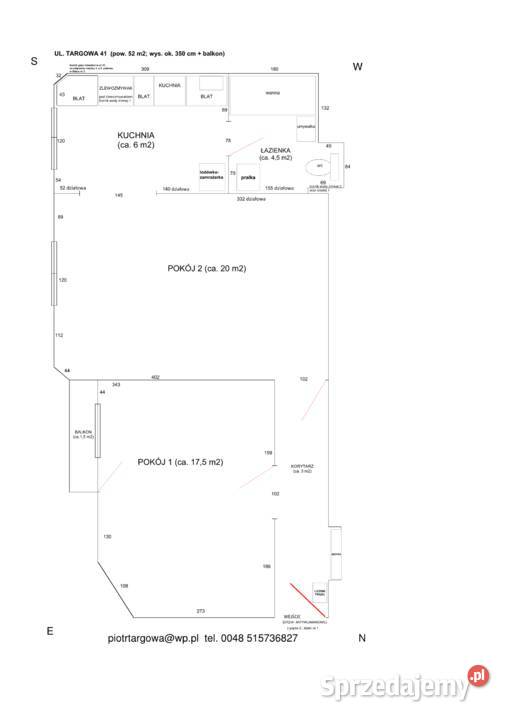 Mieszkanie wynajem 2500 2pokojowe 52 m2 Warszawa alarm