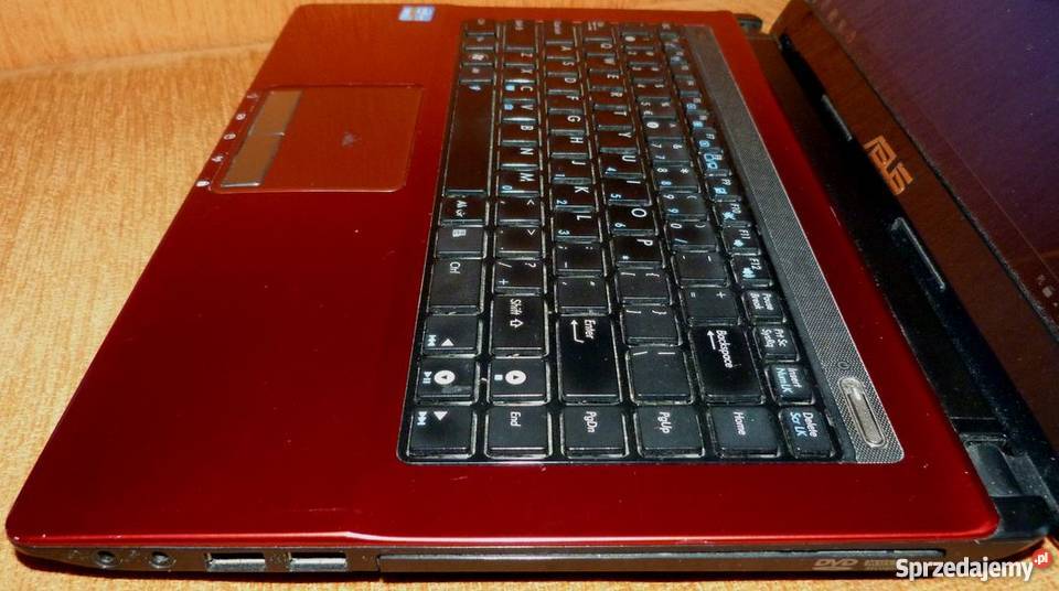 Ładny czerwony laptop Asus K43E i3 Elbląg Liczba rdzeni 2