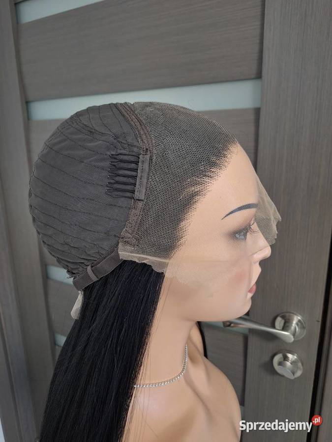Czarny długi koronkowy peruk Moda i Styl Malbork
