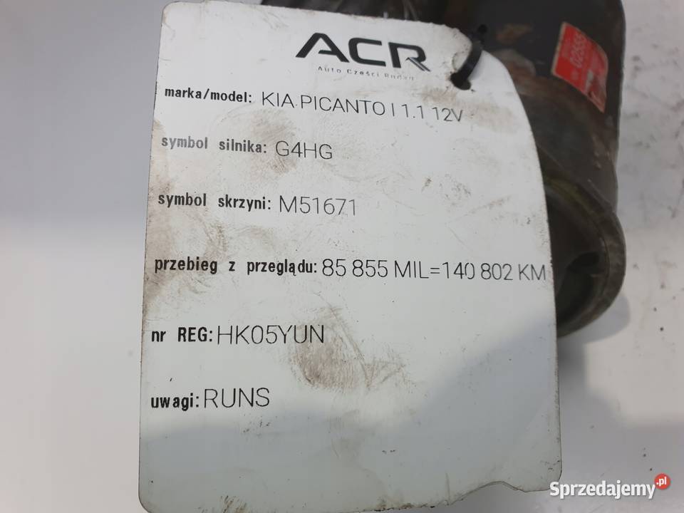 ROZRUSZNIK Kia Picanto 11 12V ROZRUSZNIK Układ elektryczny silnika lubelskie Rudka
