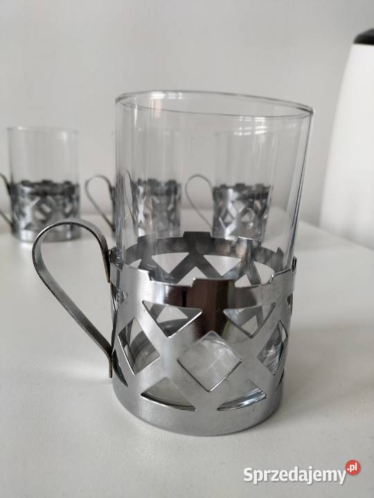 Koszyczki uchwyty podstakanniki szklanki PRL 21 Warszawa