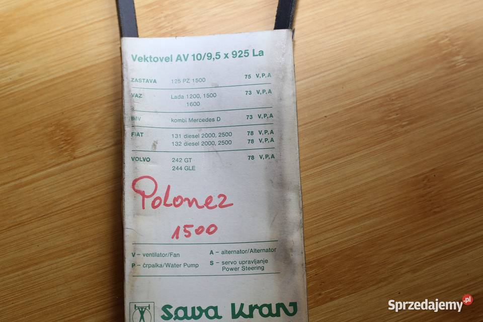 Pasek klinowy Sava Kranj AV 10x925 Polonez Fiat Pozostałe Kalisz sprzedam