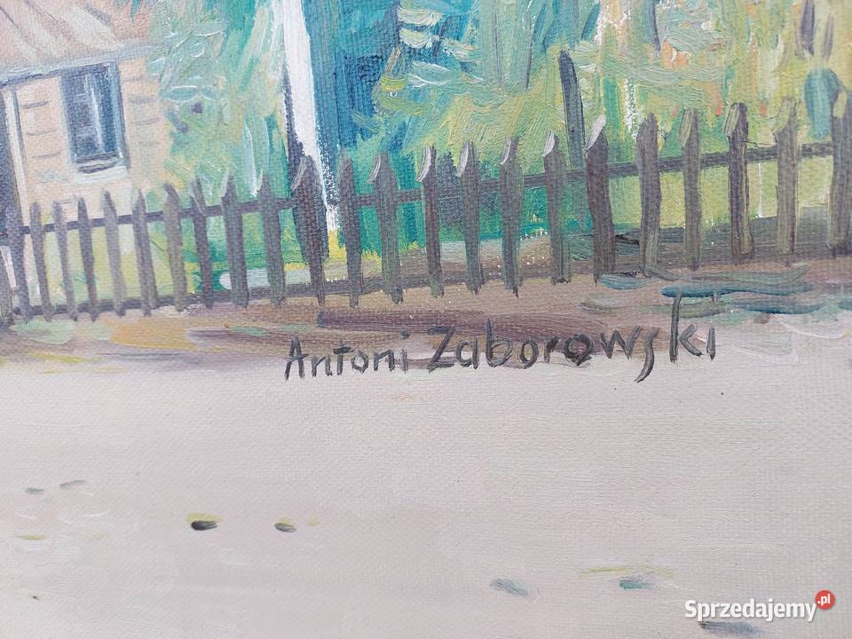 75 Obraz pejzaż wiejska chata Antoni Zaborowski Tczew sprzedam
