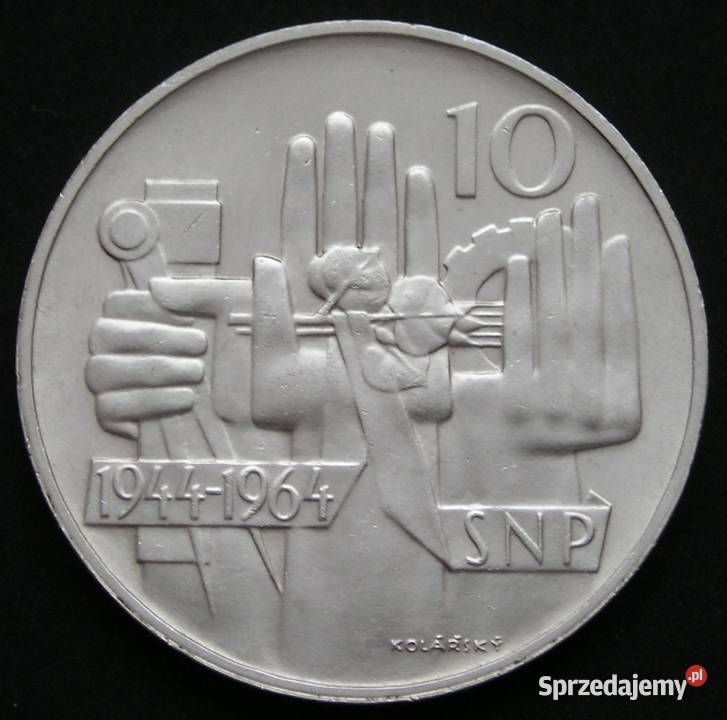 CZECHOSŁOWACJA 10 KORON 1964 SNP SREBRO
