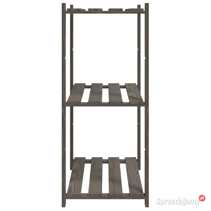 Regał z 3 półkami szary 80x38x90 lite drewno Pozostałe mazowieckie