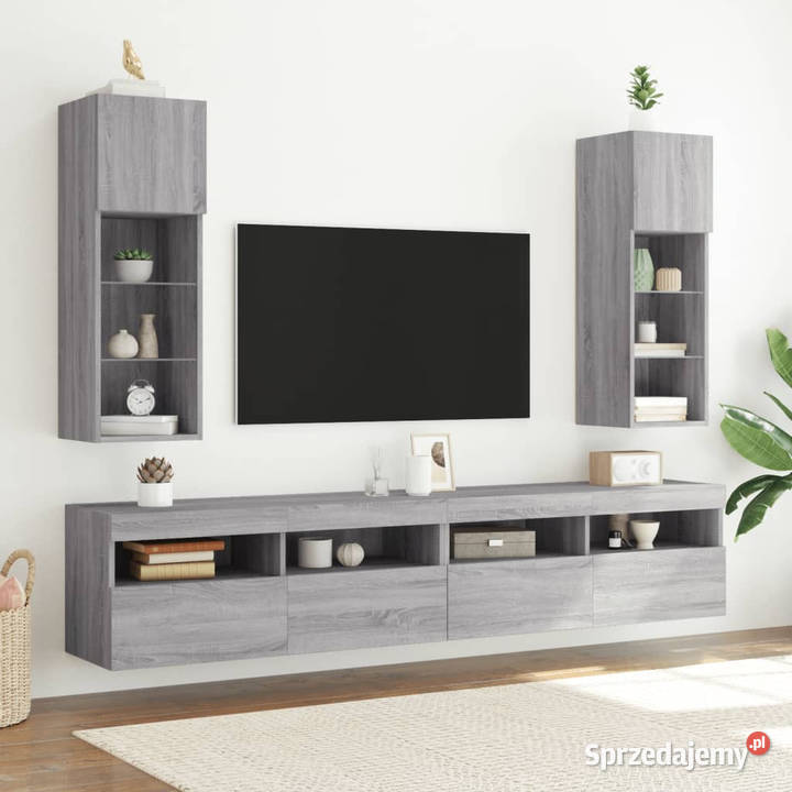 Szafka TV z LED szary dąb sonoma 305x30x90 mazowieckie Warszawa sprzedam