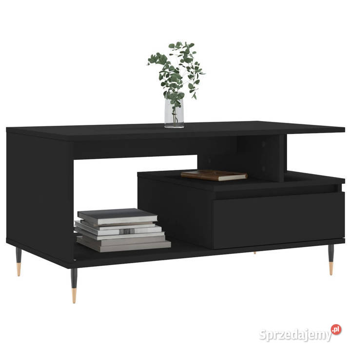 Stolik kawowy czarny 90x49x45 materiał Warszawa