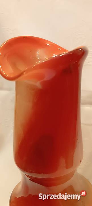 Wazon czerwony Szkło artystyczne PRL proj Porcelana i szkło Kraków