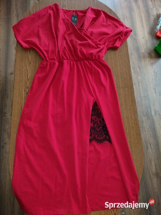 Elegancka długa sukienka z koronką rozmiar 48 pomorskie Sierakowice