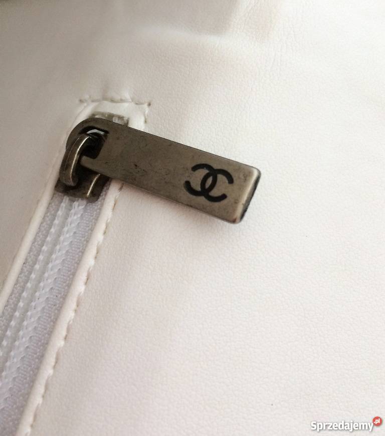 DUŻA CHANEL BOY JUMBO BIAŁA PIKOWANA ŁAŃCUCH szary/srebrny Bydgoszcz