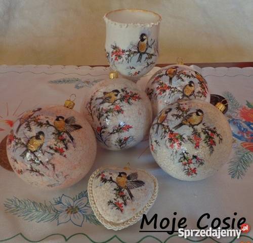 Bombki decoupage ozdoby swiateczne prezenty Krajno-Parcele