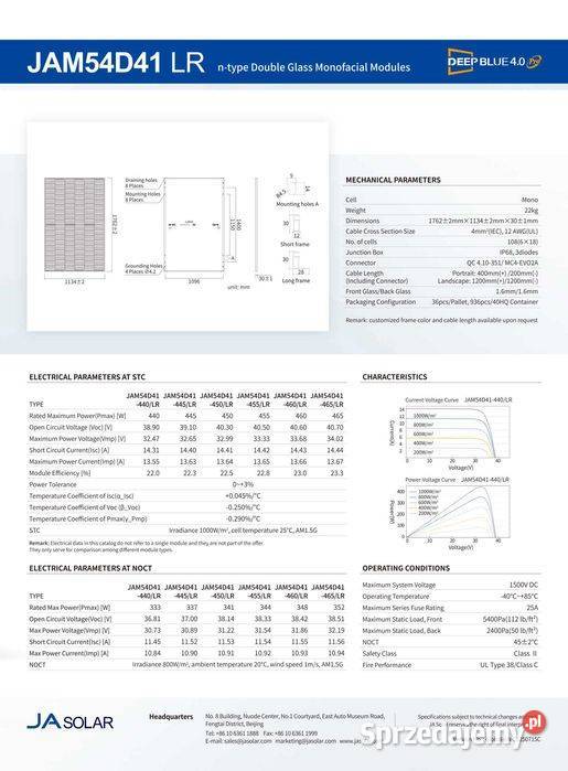 Panel Fotowoltaiczny JA Solar 460W Mono Full